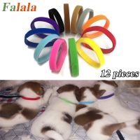 【CW】 12 Pcs/Set Puppy Newborn Pets Identify Collars Adjustable Nylon Small Pet Dog Collars Kitten Necklace Whelping Puppy Collars