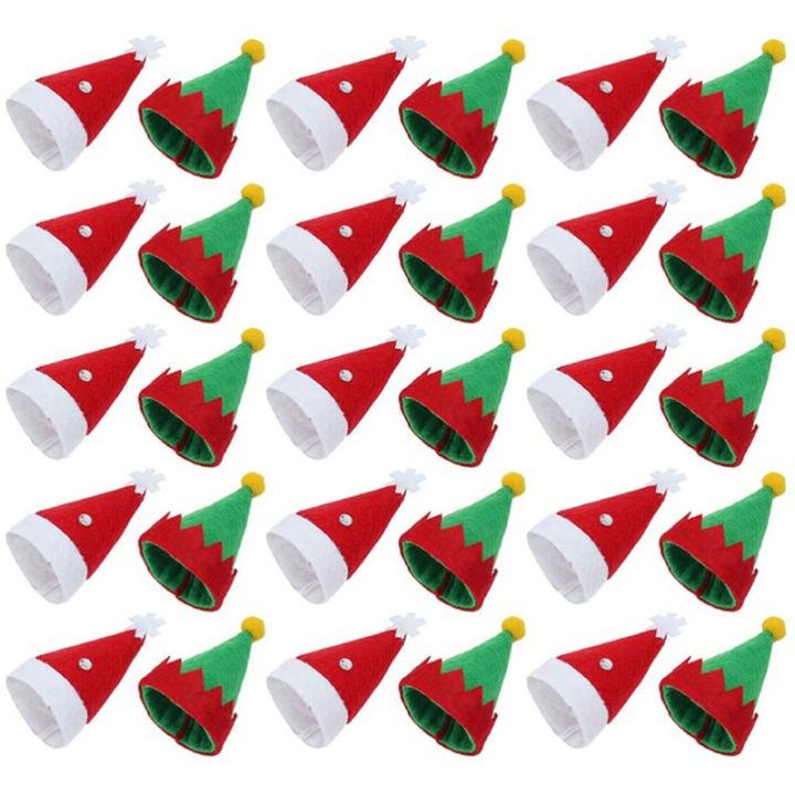 48pcs-mini-santa-claus-hat-lollipop-top-topper-cover-merry-christmas-decorations-wine-bottle-protection-cap