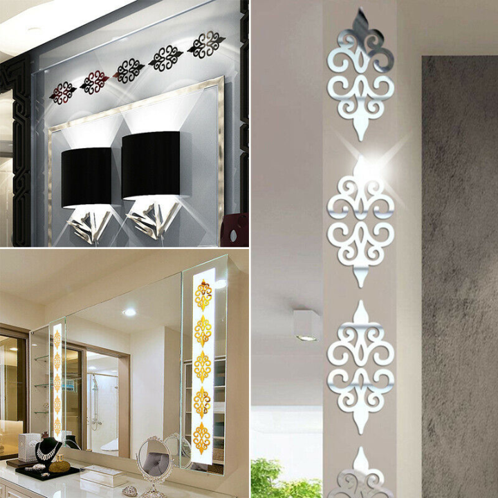 10pcs 3D Acrylic Hollow Reflective Mirror Wall Stickers Removable DIY