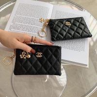 Niche Design Coin Purse Female Short Style Small Retro Rhombus Tassel Zipper Clutch Soft Leather Key Card Holder 【AUG】