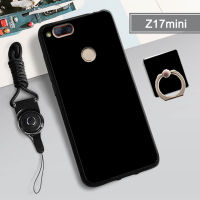 Soft สำหรับ ZTE Nubia Z17 Mini สีดำธรรมดาเคสโทรศัพท์คลุมทั้งหมดป้องกัน Drop-Anti-Scratch พร้อมแหวนและเชือก