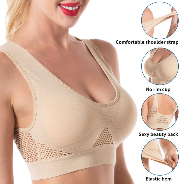 Push Up Bra Women Sports Bras Breathable Wirefree Padded Push Up