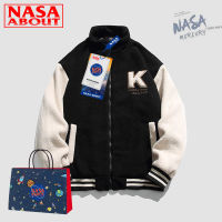 NASA เสื้อแจ็คเก็ตขนแกะรุ่นคู่รักสำหรับผู้ชายและผู้หญิงเสื้อเบสบอลแบรนด์แฟชั่นรุ่นใหม่สำหรับฤดูใบไม้ผลิและฤดูใบไม้ร่วงเสื้อแจ็คเก็ตคอปกทรงหลวม