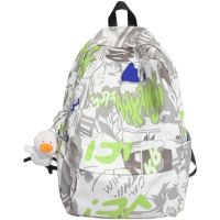 【Ready】? Travel master graffiti print backpack womens new summer Korean style trend casual backpack male junior high school students