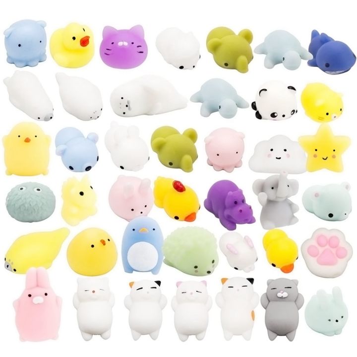 Random 30 Pcs Cute Animal Mochi Squishy, Kawaii Mini Soft Squeeze ...