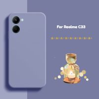 เคสโทรศัพท์ซิลิโคนเหลวสี่เหลี่ยมสำหรับ Realme C33 RealmeC33ป้องกันเลนส์กล้องแฟชั่น2022บางเฉียบนิ่มเคสฝาครอบแบบเป็นคู่