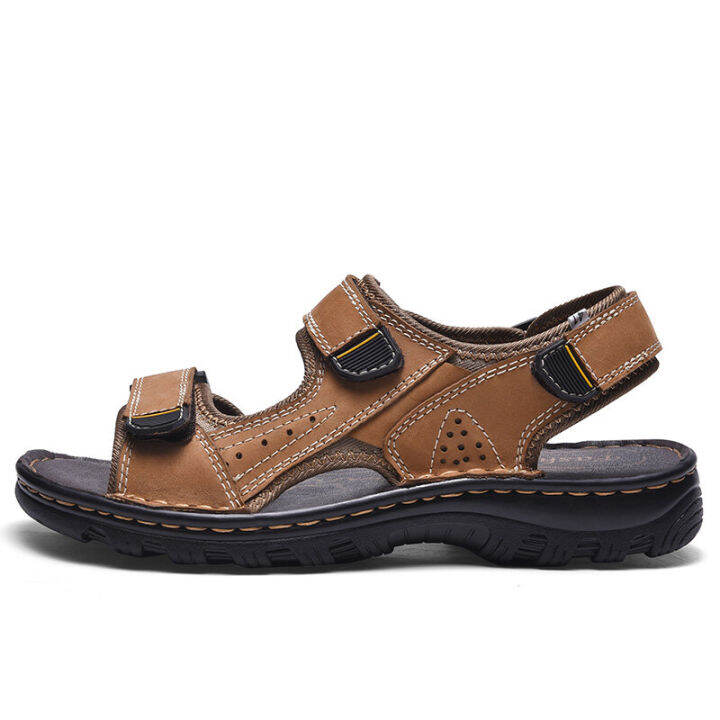 leather-men-fashion-slippers-casual-slippers-for-men-outdoor-sports-shoes-velcro-shoes-sandals