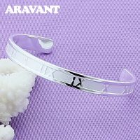 925 Silver Lucky Roman Numbers Bracelets Bangles For Women Men Fashion Jewelry