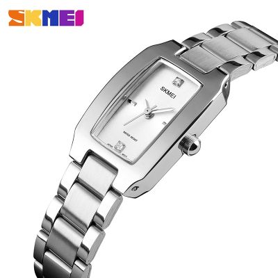 （A Decent035）SKMEI WomenRectangle DialQuartzLady WristwatchesStainless SteelWatches Montre Femme