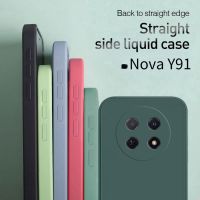 เคสซิลิโคนเหลวสำหรับ Huawei Nova Y91 NovaY91 4G 2023 2022แบบตรงขอบทีพียูอ่อนและยืดหยุ่นเคสด้านหลังกันกระแทกแบบเรียบง่ายสีทึบ