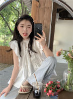 (พร้อมส่ง) White lace blouse ??‍ C3372 เสื้อเบลาซ์ เสื้อเบลาส์ เสื้อแขนกุด เสื้อมินิมอล เสื้อสไตล์เกาหลีผู้หญิง