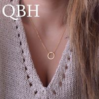 NK602 New Fashion Steampunk Dainty Circle Collier Jewelry Cheap Round Minimalist Chain Pendant Necklace For Women Jewelry Gift