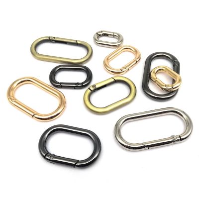 5pcs Spring O Oval Ring Open Leather Bag Handbag Belt Strap Buckle Carabiner Connector Key Dog Chain Findings Snap Trigger Hook