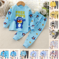 New Children Daily Pure Cotton Home Clothes Suits Toddler Boys Baby Cartoon Pattern Printing T-shirt Tops And Pants Fashion Clothing Sets For 0-7 Years Kids Long Sleeves Autumn Two-Piece Boy Trend Outfits