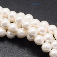 60pcs/strand Shell Pearl Beads Strands Round White 6mm Hole: 1mm about 60pcs/strand 15.8inches for Jewelry Necklace Making DIY