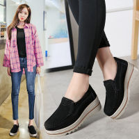 [Ready Stock][5 Color]Womens Casual Fashion Loafers Genuine Cow Leather Flat Sole Easy For Work Moccasin Shoes