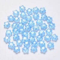 10pc Transparent Glass Beads Star Light Sky Blue 8x8.5x4mm Hole: 1mm