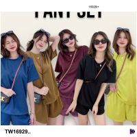 TT16929 Set 2 ชิ้น เซตเสื้อยืดคอกลม + กางเกงขาสั้น .Set 2 pieces. Set of round neck t-shirt + shorts ..