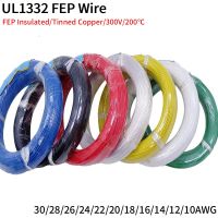 5M/10M PTFE Wire 30/28/26/24/22/20/18/16/14/13/12/10AWG UL1332 FEP พลาสติกหุ้มฉนวนอุณหภูมิสูงอิเล็กทรอนิกส์ทองแดง