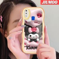 JIUMOO เคสสำหรับ VIVO Y91 Y95 Y91i เคสลายการ์ตูน3D Kuromi Creative ขอบครีมคลื่นเคสโทรศัพท์โปร่งใสสีสันสดใสซิลิโคนนิ่มกล่องกันกระแทกป้องกันเลนส์กล้องเคสใส