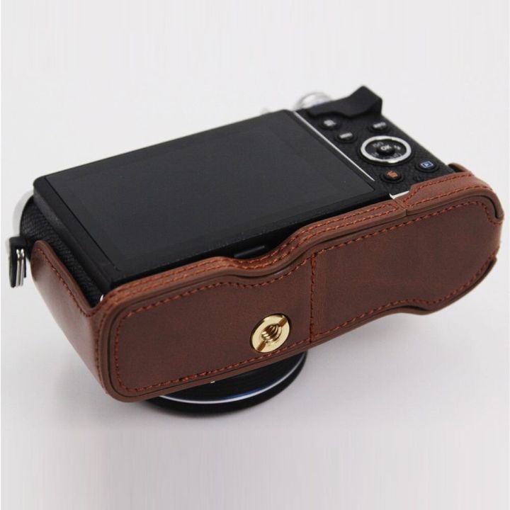 กระเป๋ากล้องแบบครึ่งตัวเคสหนัง-pu-สำหรับ-olympus-pen-e-p7-ep7ผ้าคลุมรถการเปิดแบตเตอรี่