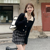 Natlux เสื้อแขนยาวผญ เสื้อคลุมหญิง เสื้อกันหนาว ผญ เสื้อสเวตเตอร์ เสื้อไหมพรมผญ เสื่อฮู้ดหญิงคู่ เสื้อแขนยาวหลวม 2023 ใหม่ WXF2390WIN 37Z230914