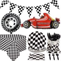 ☃ Racing Car Birthday Party Decor Disposable Tableware Cup Plate Race Ballon Happy Brithday Banner Kids Baby Shower Party Supplies