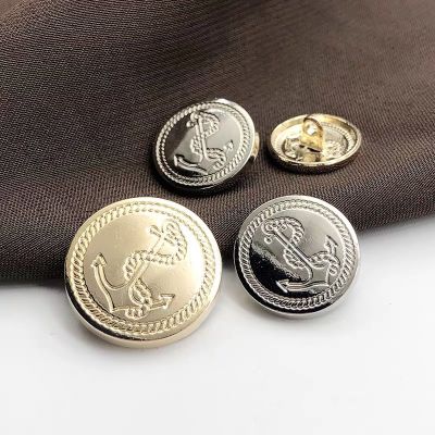 10pcs Retro Metal Golden Button for Clothing DIY Anchor Brand Plating Gold Jeans Sewing Accessories OverCoat Round Shank Buttons
