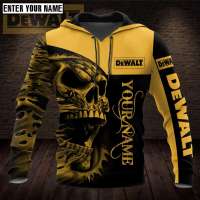 （ALL IN STOCK XZX）  DeWalt 3D All Over Printed Custom Name T-Shirt Sweatshirt Hoodie Bomber 555  (Free customized name logo for private chat, can be changed with or without zipper)