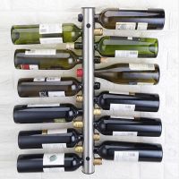 OOTDTY Creative Design Wine Holders Stainless Steel 8 Bottles Wine Rack Bar Wall Mounted Holder 42.5x5cm