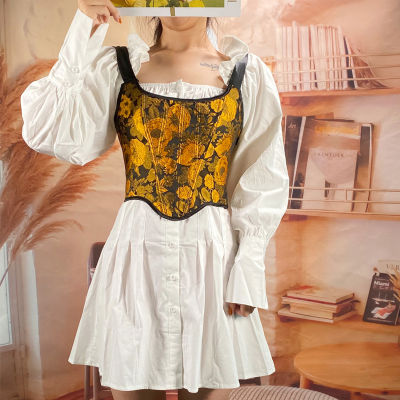 Cute Oil Patinting Sunflower Camisole Women Fashion Sweet Vest Corset Female Vintage Y2k Crop Tops Dropshipping