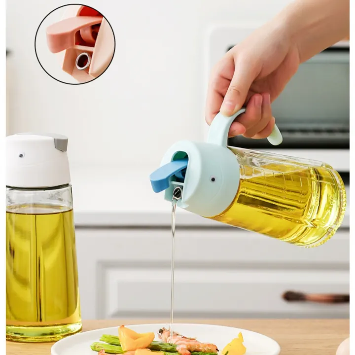 630ML Kitchen Condiments Bottle Automatic Lid Glass Oil Bottle Jar Soy