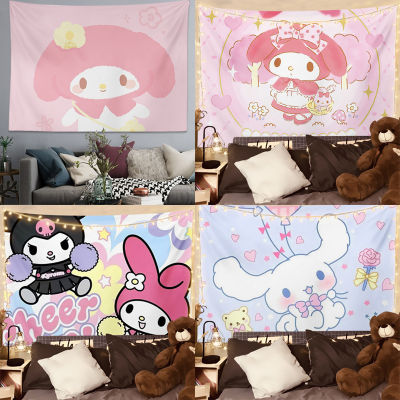 【cw】Cute Background Cloth Cute Melodyed Hanging Cloth Decoration Kuromis Girl Dormitory Wall Mount Tapestry Cinnamorolled Sanrios