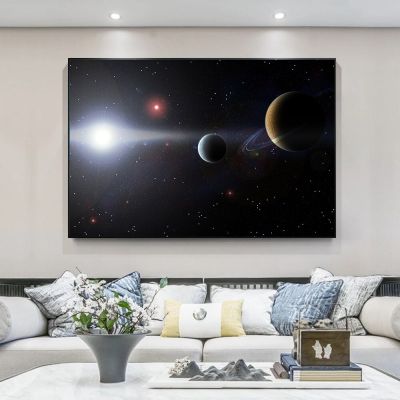 Cosmic Space Planet Landscape Poster Picture Wall Art ภาพวาดผ้าใบ-โปสเตอร์และภาพพิมพ์สำหรับตกแต่งห้องนั่งเล่นตกแต่งบ้าน-สวยงามและน่ารัก