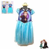 Frozen1171ชุดแซกลายเจ้าหญิงแอนนา โฟเซ่น + ที่คาดผมมงกุฎ ราคา 229 บาท Size S M L XL