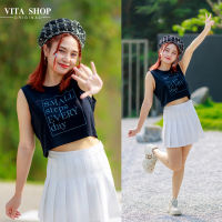 VITA SHOP? มาใหม่ เสื้อกล้ามผู้หญิง เสื้อแขนกุด เสื้อครอป เสื้อY2K คอตตอลแท้เนื้อนุ่ม ใส่สบาย ไม่ย้วย ไม่บาง ไม่แนบเนื้อ งานป้าย พร้อมส่ง