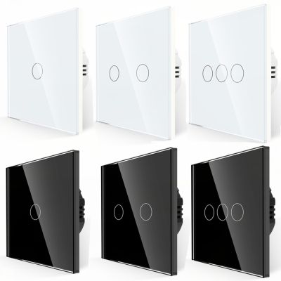 【DT】hot！ 1/2/3pcs Wall Tempered Glass Panel 1/2/3 Gang 1 Way Sensor Switches