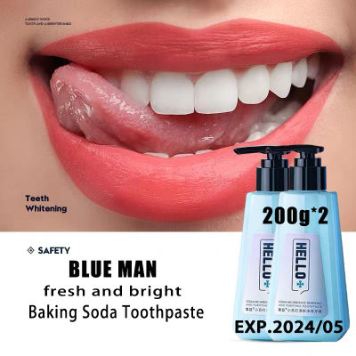 BLUE MAN Baking Soda Fresh Whitening Toothpaste 200g * 2   Press toothpaste