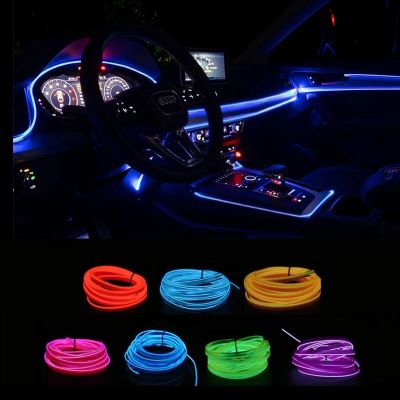 ；‘【】- Car Interior Lights LED Strip 1/2/3/4/5M Cold Light Atmosphere Lamp Interior Decorative Lamps Strips Dashboard Ambient Light Car