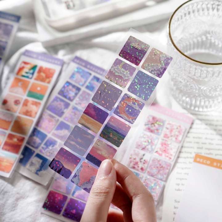 Sticker phong cảnh aesthetic hologram trang trí sổ tay bujo | BST108 |  