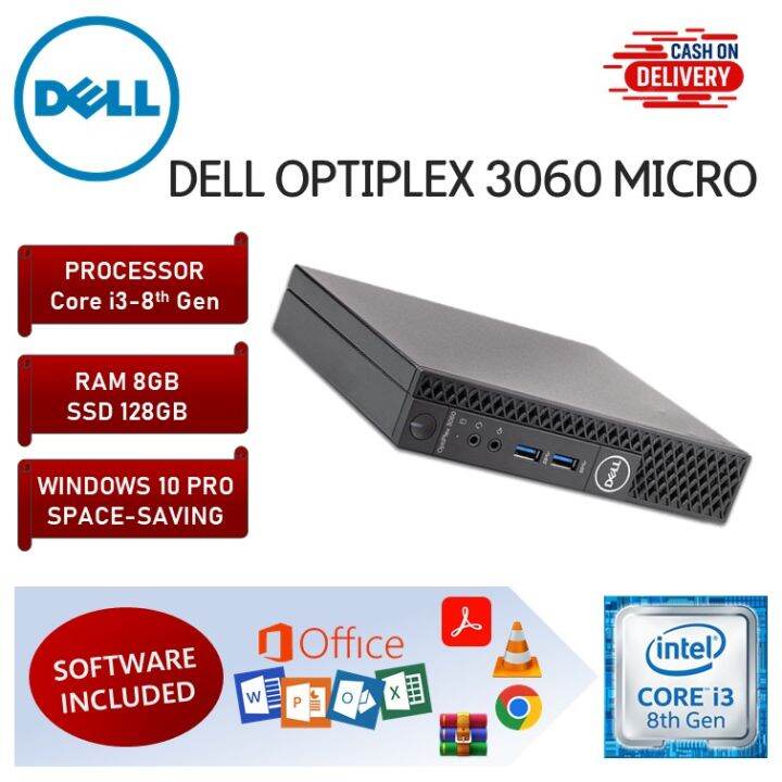 Dell Optiplex 3060 Micro PC Desktop i3 8th Gen 8GB RAM 128GB SSD