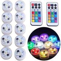 ✕◈ Battery Operated LED Underwater Lights Remote 13 Colors Submersible Light RGB Tea Lamp for Weeding Xmas Valentines Day Party