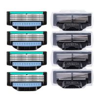8 Pcs/ Men Safety Razor Blades Quality Sharp 4 Layer German Stainless Steel Shaving Cartridges Replacement Mach 3 Shaver Heads