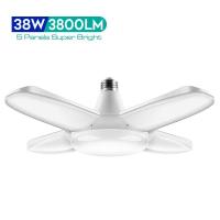 LED Garage Light E27 Light Bulb 38W Foldable Fan Blade Lights Deformable Adjustable Ceiling Lamps For Living Room Garage Light