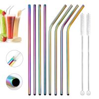 Colorful Reusable Drinking Straws Set Metal Straws 304 Stainless Steel Straws for Milk Coffee Bar Party Accessory Cocktail Straw Specialty Glassware