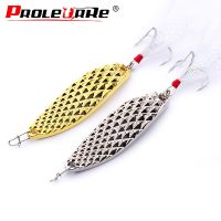 【cw】 1Pcs Metal Spinner Fishing Lures 7g 10g 15g Gold Artificial Bait With Feather Treble Trout Pike Bass Tackle