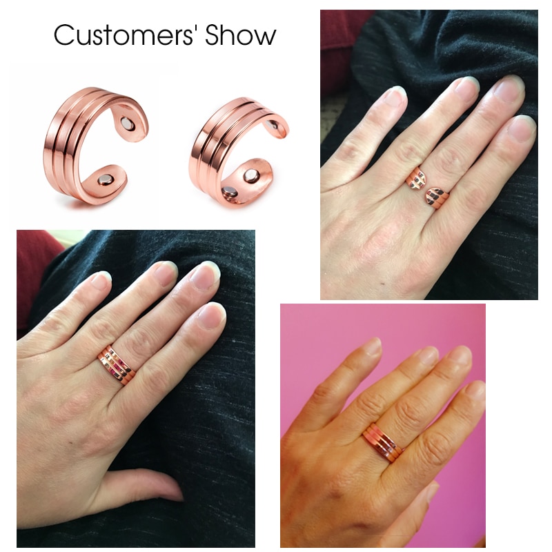 Pure Copper Magnetic Ring for Women Men Trend Health Energy Copper Men's Rings Open Cuff Adjustable Finger Ring Men