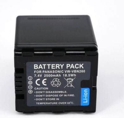 แบตกล้อง PANASONIC VBN 260 For PANASONIC HDC-TM900 HDC HS900 SD800 SD  VW-VBN260, VBN390 Battery for Panasonic HC-X800 HC-X900 HC-X900M HC-X910 HC-X920 HC-X920M HDC-HS900 HDC-SD800 HDC-SD900 TM900   Specifications: Li-ion, 7.20V, 2500mAh   Compatible with