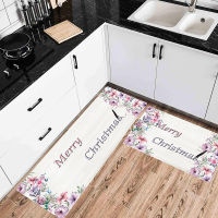 Retro Wood Panel and Rose Flower Printed Runner Rug Runner Carpet for Kitchen Bathroom Living Room Bedroom Non-slip Water Absorbent