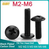 ㍿▥ 10/ 20/ 50/ 100pcs M2 M2.5 M3 M4 M5 M6 TM Screws Phillips Truss Mushroom Head Screw Black Plated Carbon Steel Screw